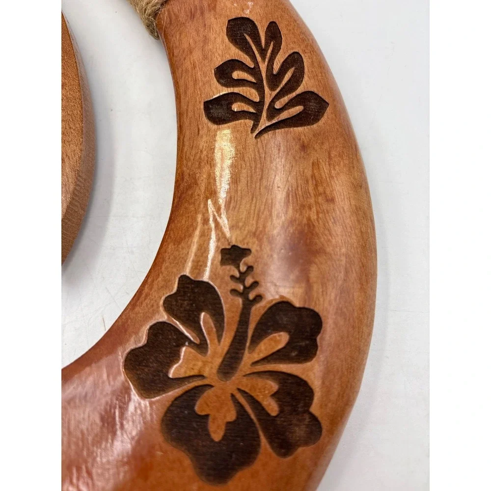 Hawaiian Fish Hook Hand Carved Wood Hanging Decoration Wall‎ Art 12